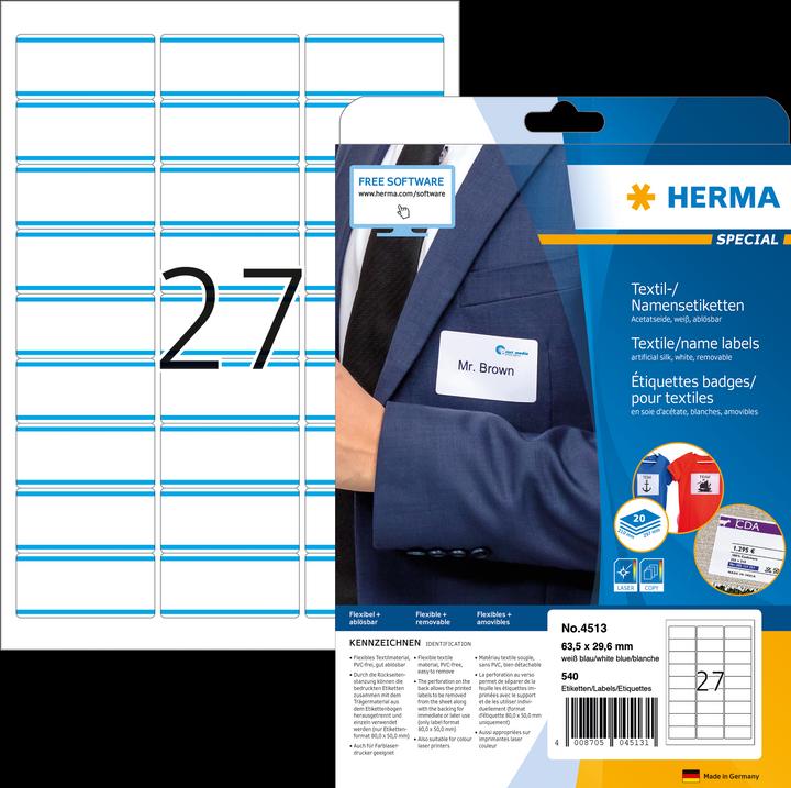 Image du produit HERMA Étiquettes de nom A4 amovibles