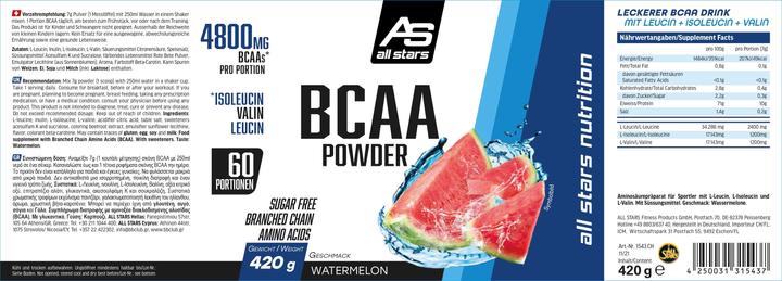 Nährwerte und Zutaten All Stars BCAA Powder (Wassermelone, 1 Stk., 420 g)