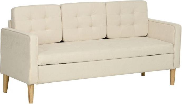 Actual product image Swisshandel24 3 Sitzer Sofa, Couch mit Stauraum, Holzbeine, Samtoptik für Wohnzimmer (3-seater)
