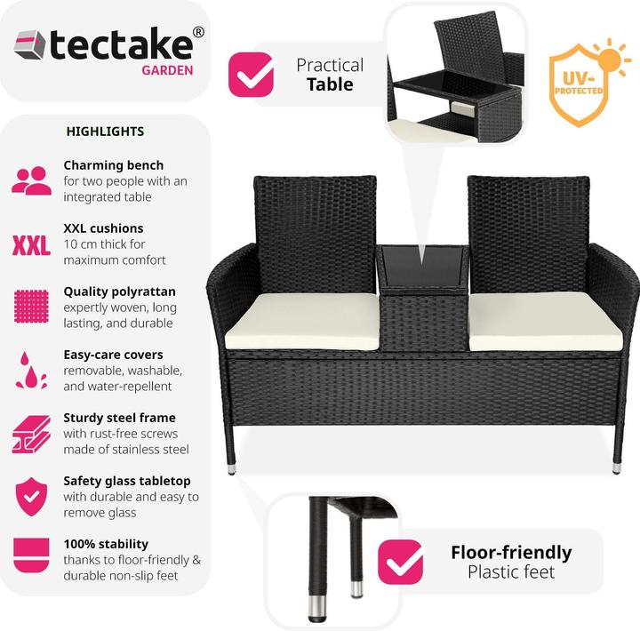 Image du produit tectake Banc de jardin en rotin