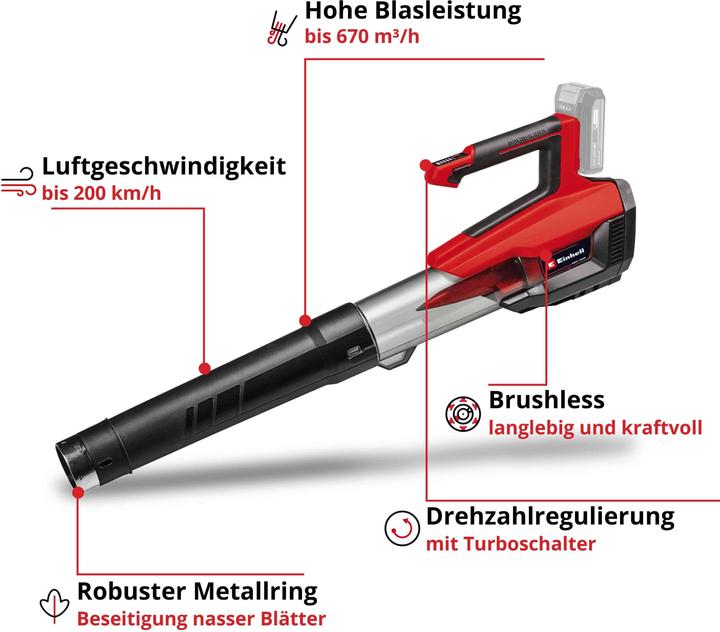 Actual product image Einhell GP-LB 18/200 Li E-Solo PowerX-Change (Rechargeable battery operated, Leaf blower)