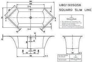 Produktbild Villeroy & Boch V&B Einbauwanne SQUARO Slim Line Sechseck 1900x800mm we (185 l, 190 cm, 80 cm)
