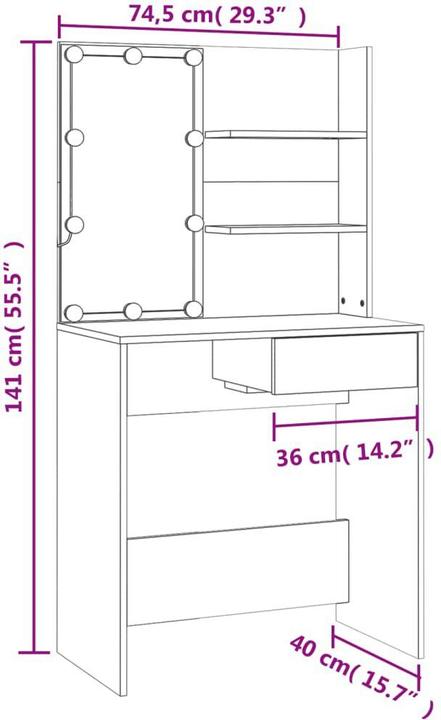 Produktbild VidaXL Milakhna (74.5 x 40 x 141 cm)