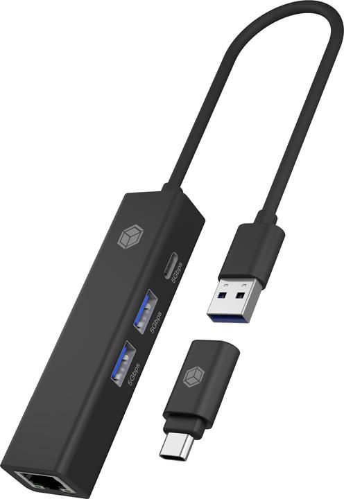 Icy Box IB-HUB1439-LAN (USB-A, USB-C, 4 Ports)