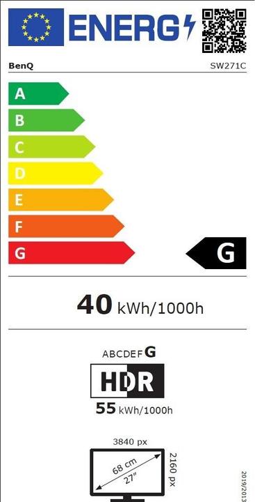 Energy Label BenQ Sw271 (3840 x 2160 Pixels, 27")