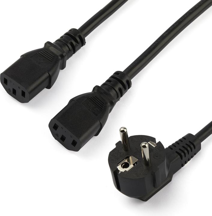 Produktbild StarTech 2m C13 Stromkabel - Schuko CEE7 auf 2x C13 - Y-Stromkabel - C13 Kaltgerätekabel (2 m)