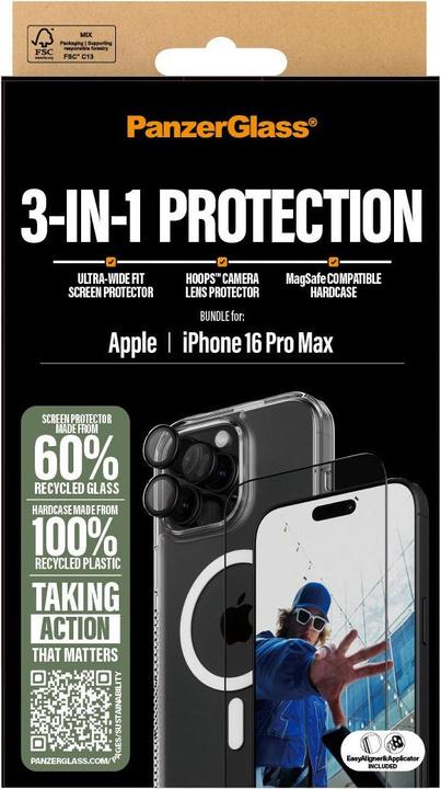 Actual product image PanzerGlass Bundle Ultra Wide FIt Glass + Case + Lens (1 Piece, Apple iPhone 16 Pro Max)