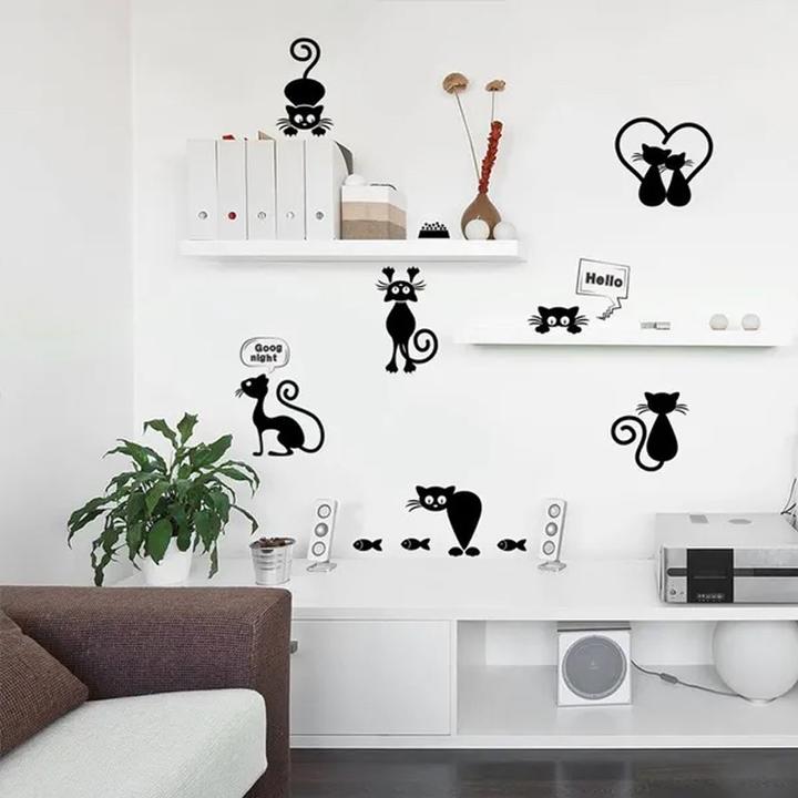 Actual product image Cbx Beautiful Cartoon Cats Wall Sticker