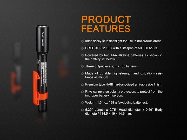 Immagine prodotto Fenix WF05E (13.45 cm, 85 lm)