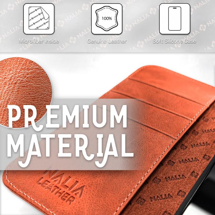 Produktbild Nalia Echt Leder Flip Case Hülle mit Magnetverschluss (Samsung Galaxy S23+)
