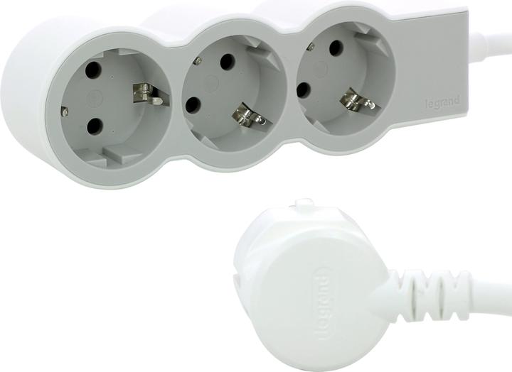 Actual product image Legrand Flat socket strip 3x socket, 5 metre cable white-grey 694567 (3 x, CEE, CEE 7/3, 5 m)