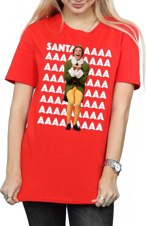 Actual product image Elf Womens/Ladies Buddy Santa Scream Cotton Boyfriend T-Shirt (S)