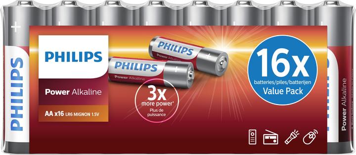 Actual product image Philips Battery Power Alkaline AA 16 pieces (16 pcs., AA)