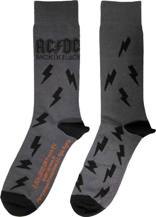 Actual product image AC/DC Unisex Adult Back In Black Bolts Socks (39.5 - 45.5)