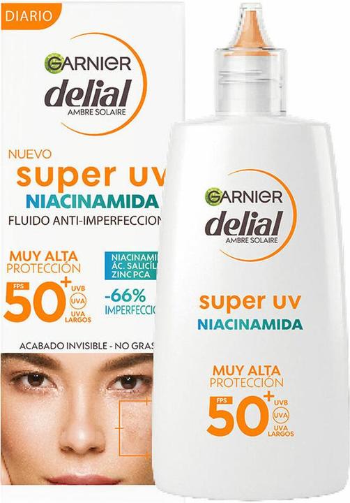 Garnier Delial Super UV Niacinamide Anti-Blemish SPF50+ 40ml (Sonnencreme Gesicht, SPF 50, 40 ml, 0.04 g)