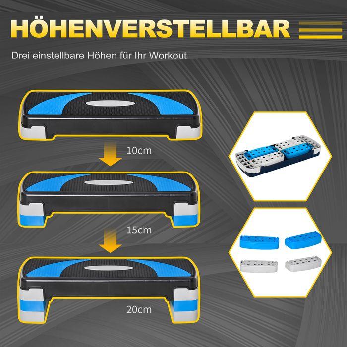 Produktbild Swisshandel24 Steppbrett Aerobic-Stepper höhenverstellbar mit 3 Stufen (10/15/20cm) Fitness Heimtrainer Belastbark