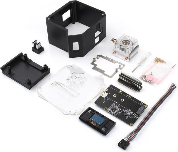 Produktbild Raspberry Pi EB121900 - Mini Tower NAS Kit für 4B, unterstützt bis zu 2TB M.2 SATA SSD
