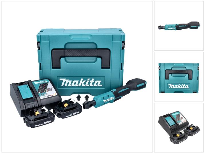 Makita PWR 180 RAJ Battery ratchet screwdriver 18 V 47.5 Nm 1/4" 3/8" + 2x battery 2.0 Ah + charger + Makp (1/4")