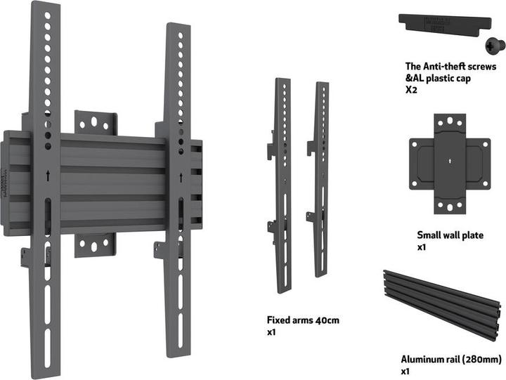 Immagine prodotto Multibrackets Montaggio a parete Ultrastrtch, VESA 100x100-200x400 (Muro, 37", 50 kg)