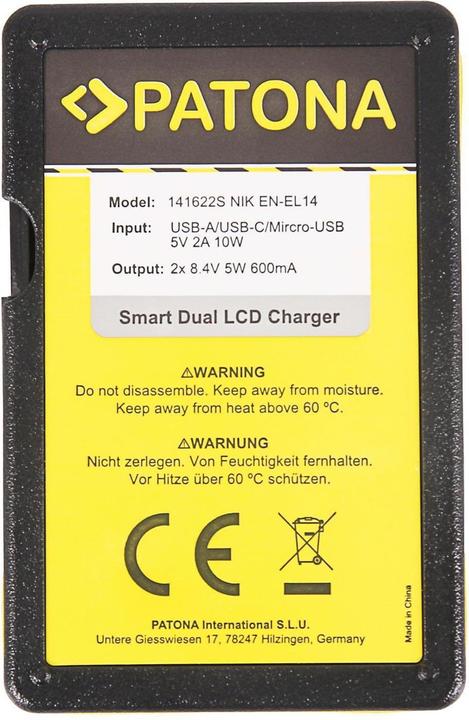 Actual product image Patona Charger Smart Dual LCD USB Nikon battery EN-EL14 (Charger)