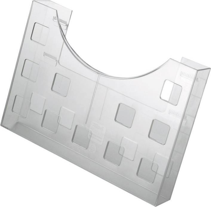 Helit Brochure holder, DIN A5 landscape-2x DIN A6 portrait grey-transparent, for wall mounting or (A5)