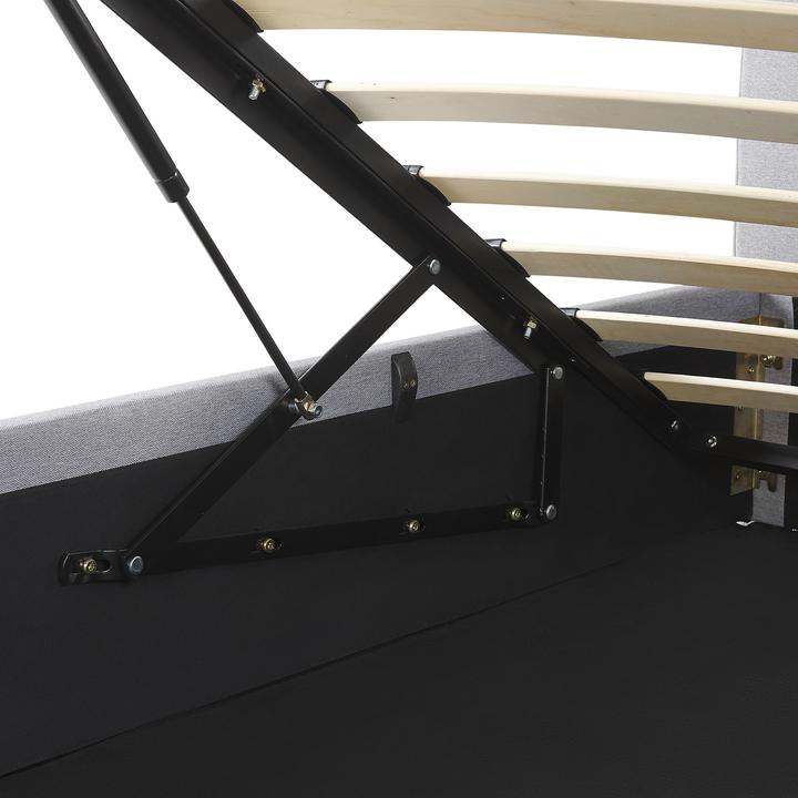 Actual product image Beliani Light grey upholstered bed with folding bed base 160 x 200 cm DREUX (160 x 200 cm)