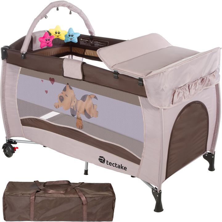 Actual product image tectake Travel cot dog with changing mat and carrying bag