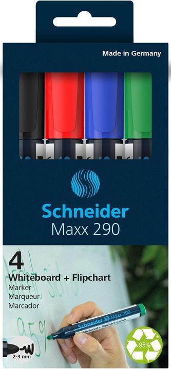Image du produit Schneider Jeu de marqueurs Maxx 290 (Noir, Rouge, Bleu, Vert, 3 mm, 4 x)