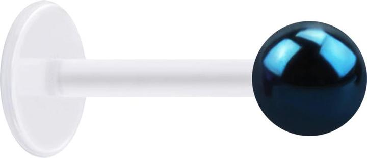 Star Piercing Micro Labret transparent mit Kugel dunkelblau (Chirurgenstahl 316L, ohne Messing, Bioflex)