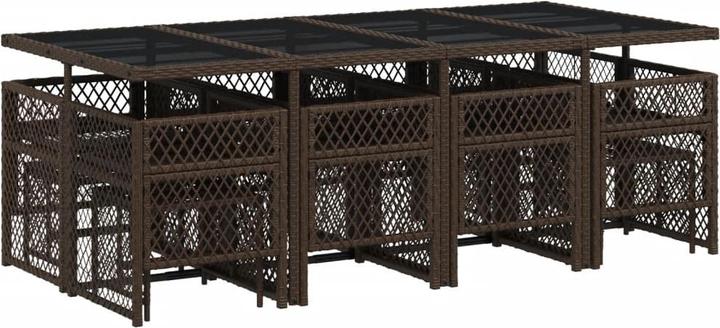 Produktbild VidaXL Gartenmöbel Essgruppe Gartengarnitur Sitzgruppe 13-tlg. Braun Poly Rattan (106 cm)