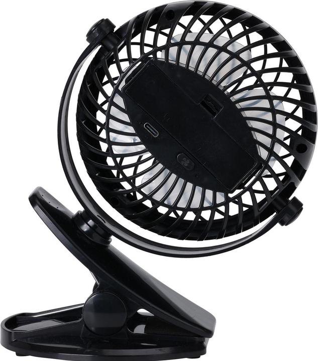 Produktbild H & S Collection Mobiler Ventilator mit Klemme, 3 Modi, schwarz, Akkubetrieb