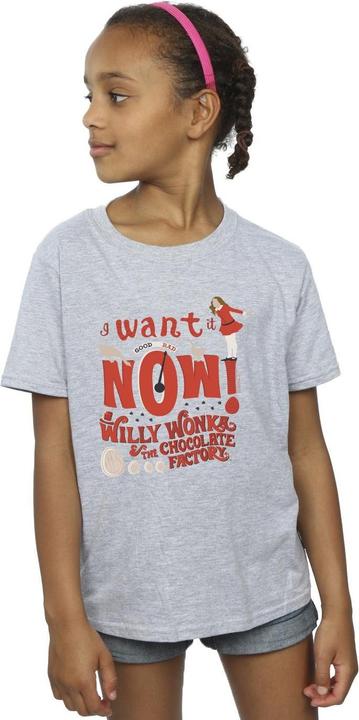 Actual product image Willy Wonka & the Chocolate Factory Girls Verruca Salt I Want It Now Cotton T-Shirt (128)