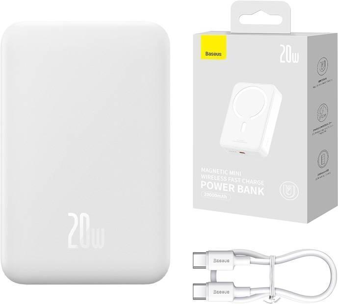 Image du produit Baseus Banque d'alimentation Magnetic Mini 20000mAh 20W (blanc) (20000 mAh, 20 W, 74 Wh)