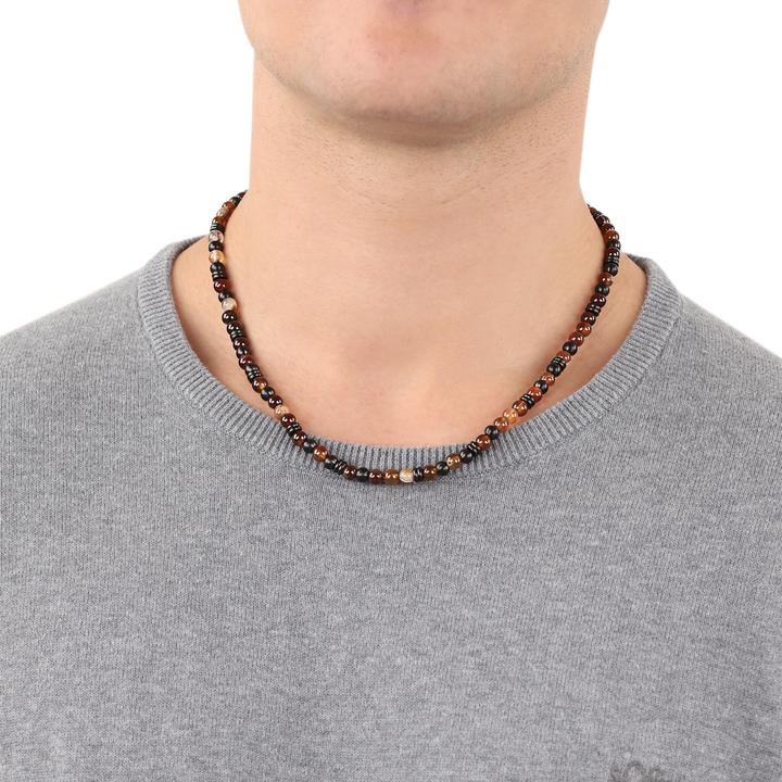 Produktbild S.Oliver Halsschmuck für Herren, Edelstahl, Steel Beads, Achat (Edelstahl, 5 cm)