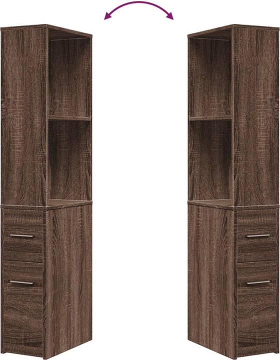 Image du produit VidaXL Armoire de salle de bain Hochschrank Nischenschrank Étroite Roulettes Chêne brun (22 x 41 x 135 cm)