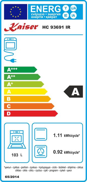 Etichetta energetica Kaiser HC 93691 IR