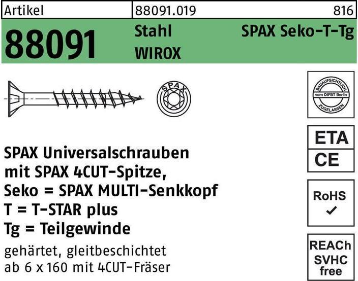 Produktbild Spax Spanplattenschrauben SK T30 6,0x100 mm (100 Schrauben pro Stück)