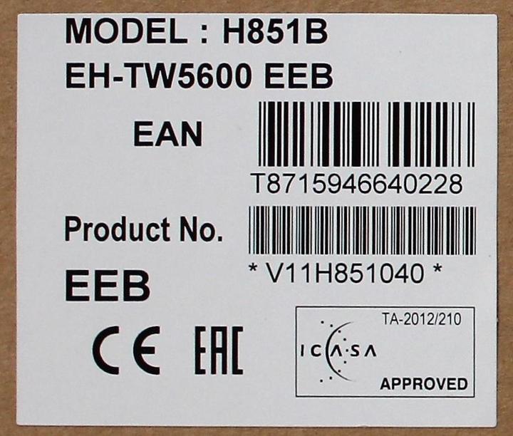Immagine prodotto Epson Eh-Tw5600 (Full HD, 2500 lm, 1.33 - 2.16:1)