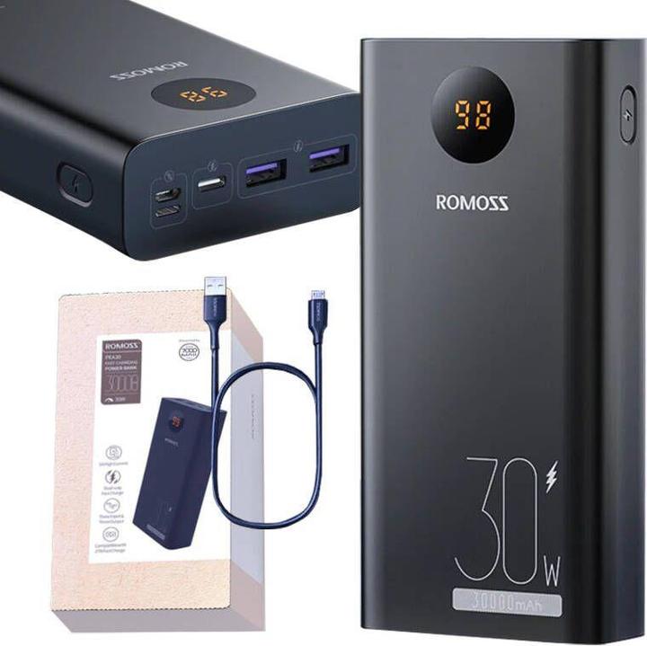 Actual product image Romoss Powerbank PEA30 30000mAh (black) (30000 mAh, 30 W, 30000 Wh)