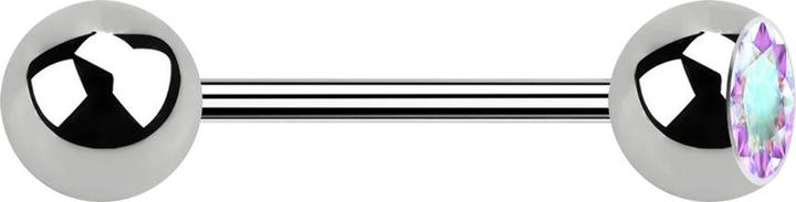 Star Piercing Micro Barbell silber mit Kugel und Kugel Kristall multicolor (ohne Messing, Titan G23)
