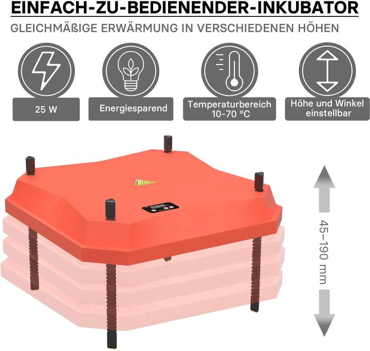 Immagine prodotto Fudajo 35x35cm Piastra di riscaldamento per l'allevamento dei pulcini 25W con termostato per 25-30 pulcini (50 W)