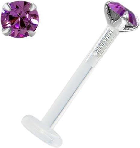 Produktbild Bijouteria Piercing für Lippe/Tragus (Bioplast, Silber 925, Swarovski Kristall)