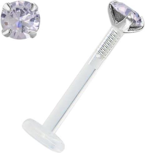 Bijouteria Piercing für Lippe/Tragus (Bioplast, Silber 925, Swarovski Kristall)