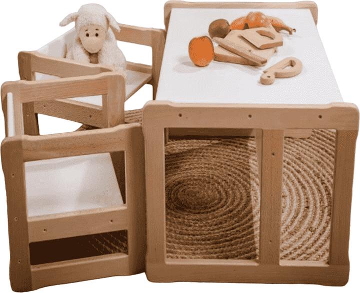 Actual product image Activity Board Waldorf Furniture Set. Multifunctional bench and two chairs (Child armchair)