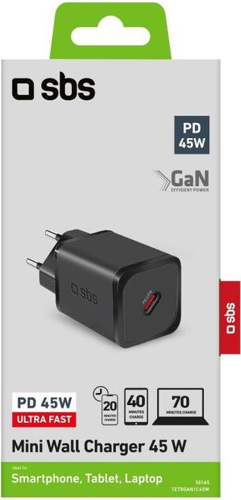 Actual product image SBS Charger GaN USB-C PD 45W black (45 W)