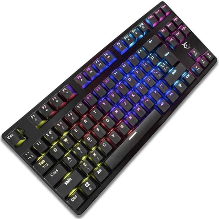 Image du produit White Shark Clavier de jeu mécanique blanc Shark Spartan, OUTEMU BLUE Switch, LED Rainbow Light, US Layout (DE, Filaire)