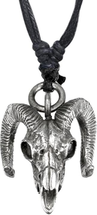 Star Piercing Halskette schwarz Anhänger silber Steinbockschädel (Messing)