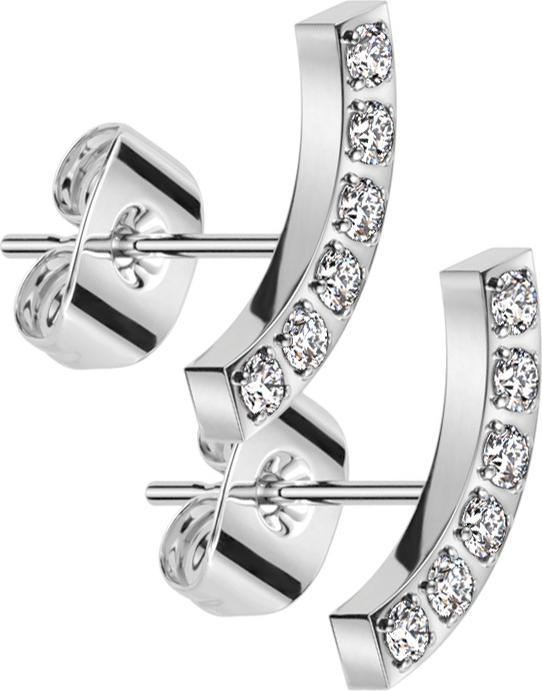 Star Piercing Ohrstecker silber Bogen mit Kristallen silber (Chirurgenstahl 316L, ohne Messing)
