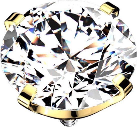 Actual product image Star Piercing Dermal Anchor vergoldet Kristall silber gefasst (without brass, Titanium G23)