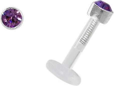 Bijouteria Piercing für Lippe/Tragus (Bioplast, Silber 925, Swarovski Kristall)